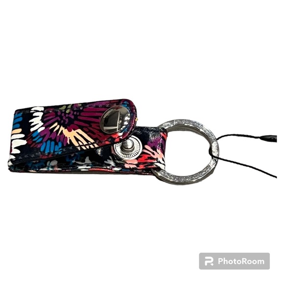 Vera Bradley loop keychain key holder fob Midnight Wildflowers NEW - Picture 3 of 3